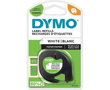 Dymo Tape LetraTag paper 12mmx4m white