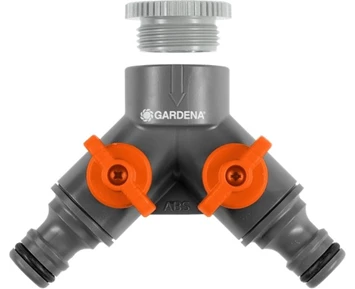Gardena 2-vägskran med adapter 1/2''-3/4'''