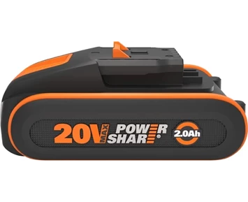 WORX 20V 2.0Ah battery with capability indicator, dual clam shell