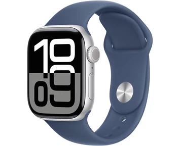 Apple Watch Series 10 GPS 42mm Silver Aluminium Case with Denim Sport Band - S/M