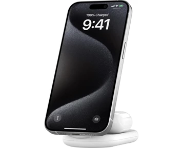 Belkin 2-in-1 Magnetic Foldable Wireless Charger with Qi2 15W, white