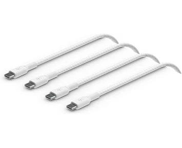 Belkin Flätad snabbladdningskabel USB-C till USB-C 2 m, 2-pack - Vit