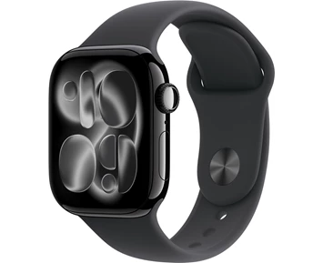 Apple Watch Series 11 GPS 42mm Jet Black Aluminium Case with Black Sport Band - S/M