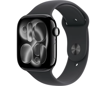 Apple Watch Series 11 GPS + Cellular 46mm Jet Black Aluminium Case with Black Sport Band - S/M