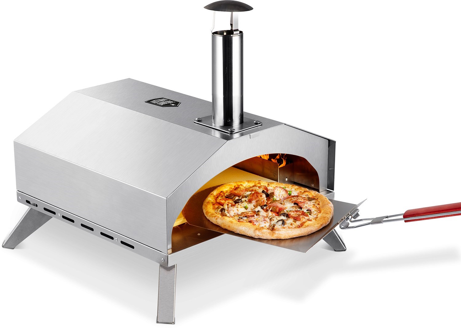 Austin and Barbeque AABQ Pizza Oven Gas Gassdrevet pizzaovn i rustfritt stål med pizzastein