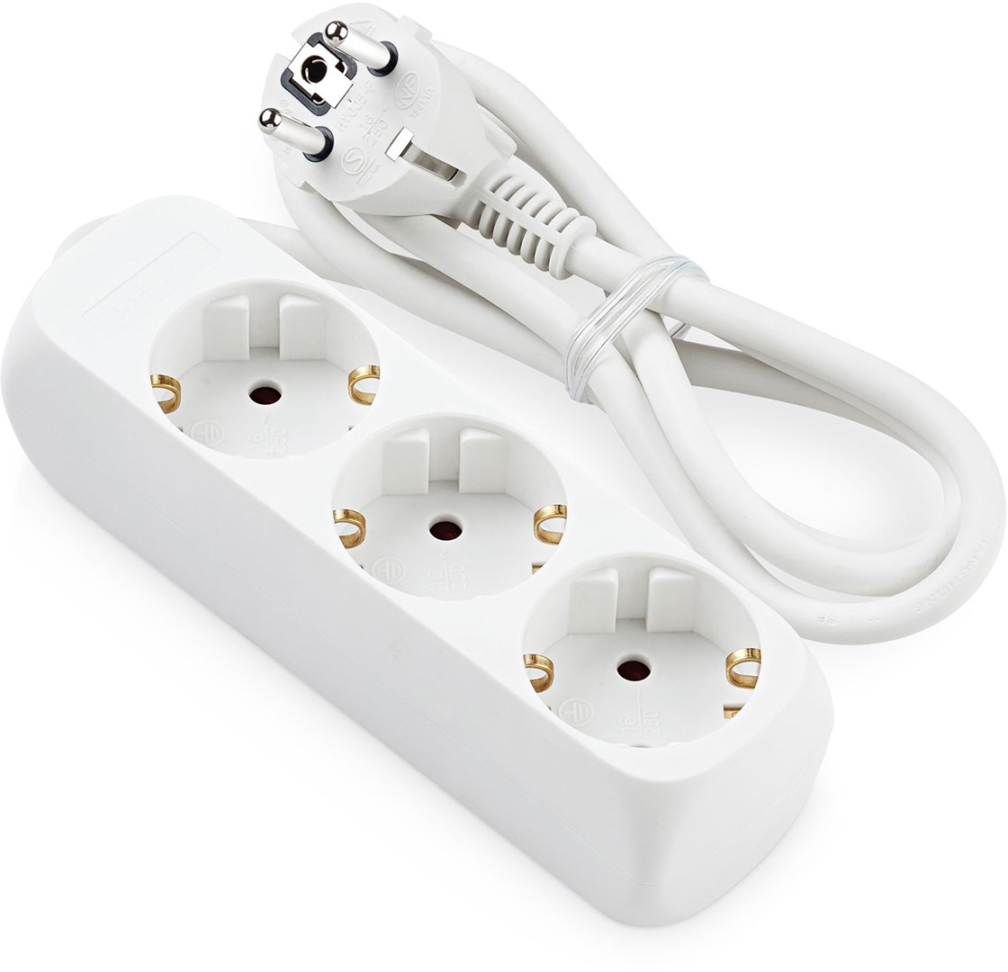 ON Extension lead 3way grounded, 1m med tre uttak