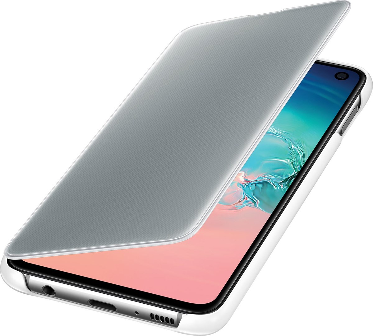 Samsung Clear View Cover Galaxy S10e White Futteral med transparent